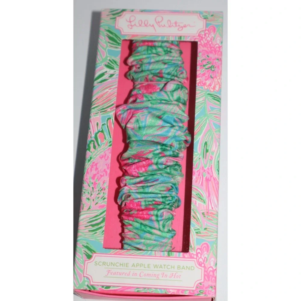 LILLY PULITZER Scrunchie Pink Green Blue Apple Watch Band 38 40 mm NEW